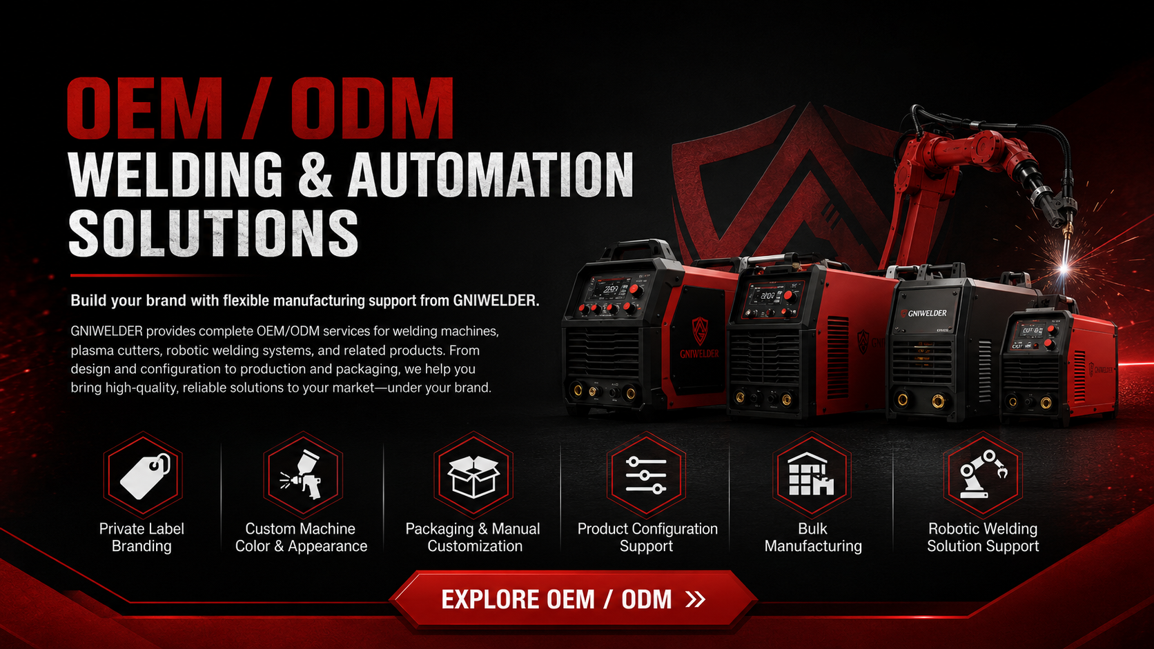 GNIWELDER OEM ODM welding machines plasma cutters and robotic welding solutions