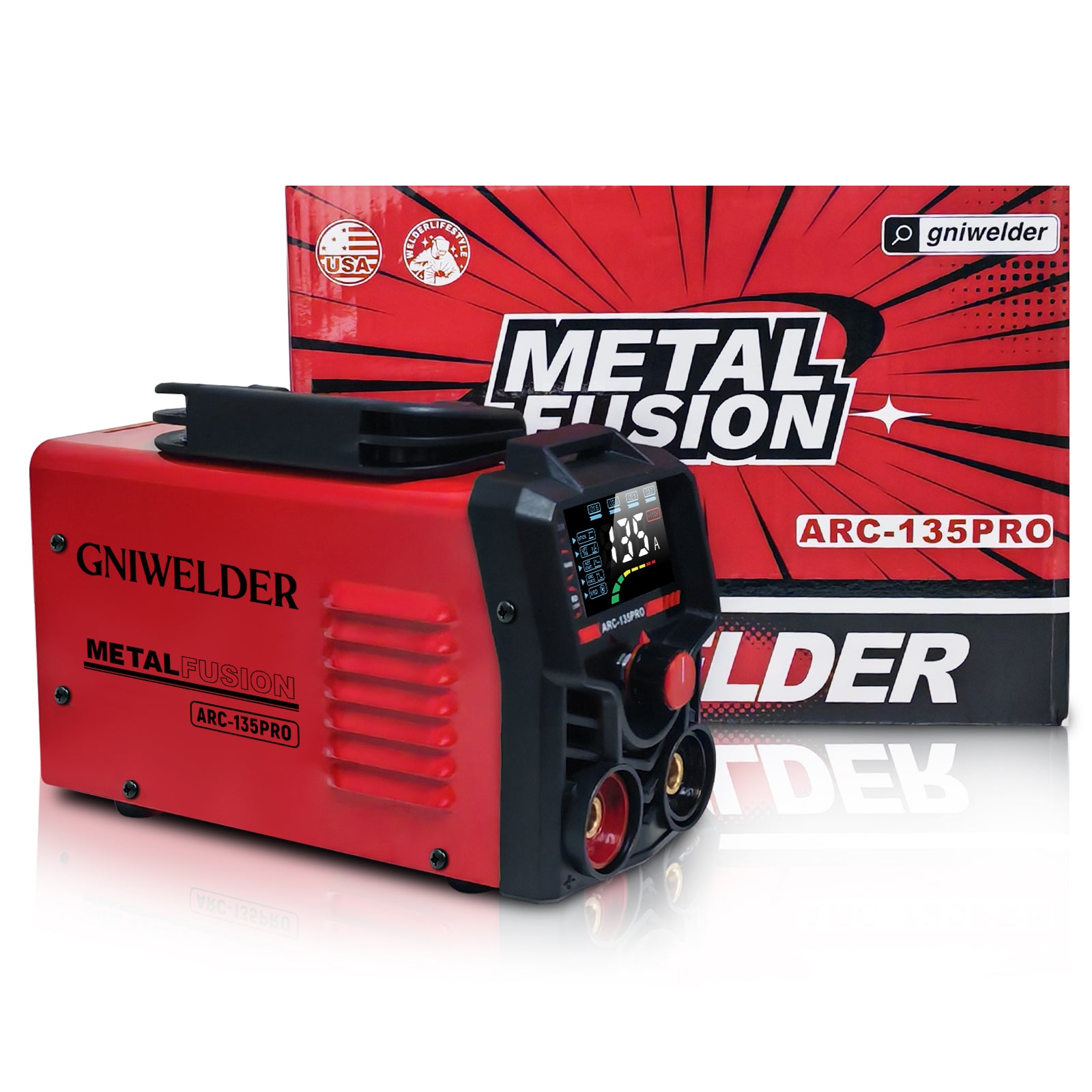 GNIWELDER Stick Welder 135A110V Portable Welding Machine,ARC/LiftTIG welder with LED Display Synergic Control,IGBT Inverter Welder Hot Start & Arc Force Anti-Stick for Home repair& Metal Work 20 Rods Include