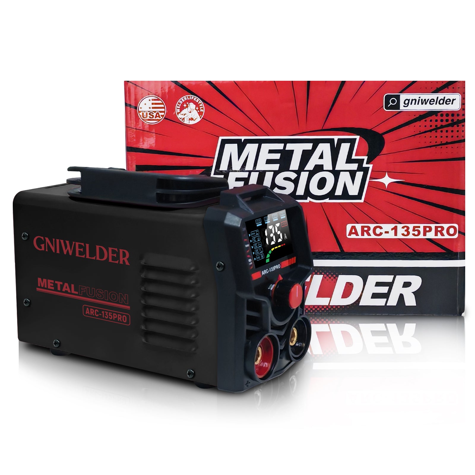 GNIWELDER Stick Welder 135A110V Portable Welding Machine,ARC/LiftTIG welder with LED Display Synergic Control,IGBT Inverter Welder Hot Start & Arc Force Anti-Stick for Home repair& Metal Work 20 Rods Include