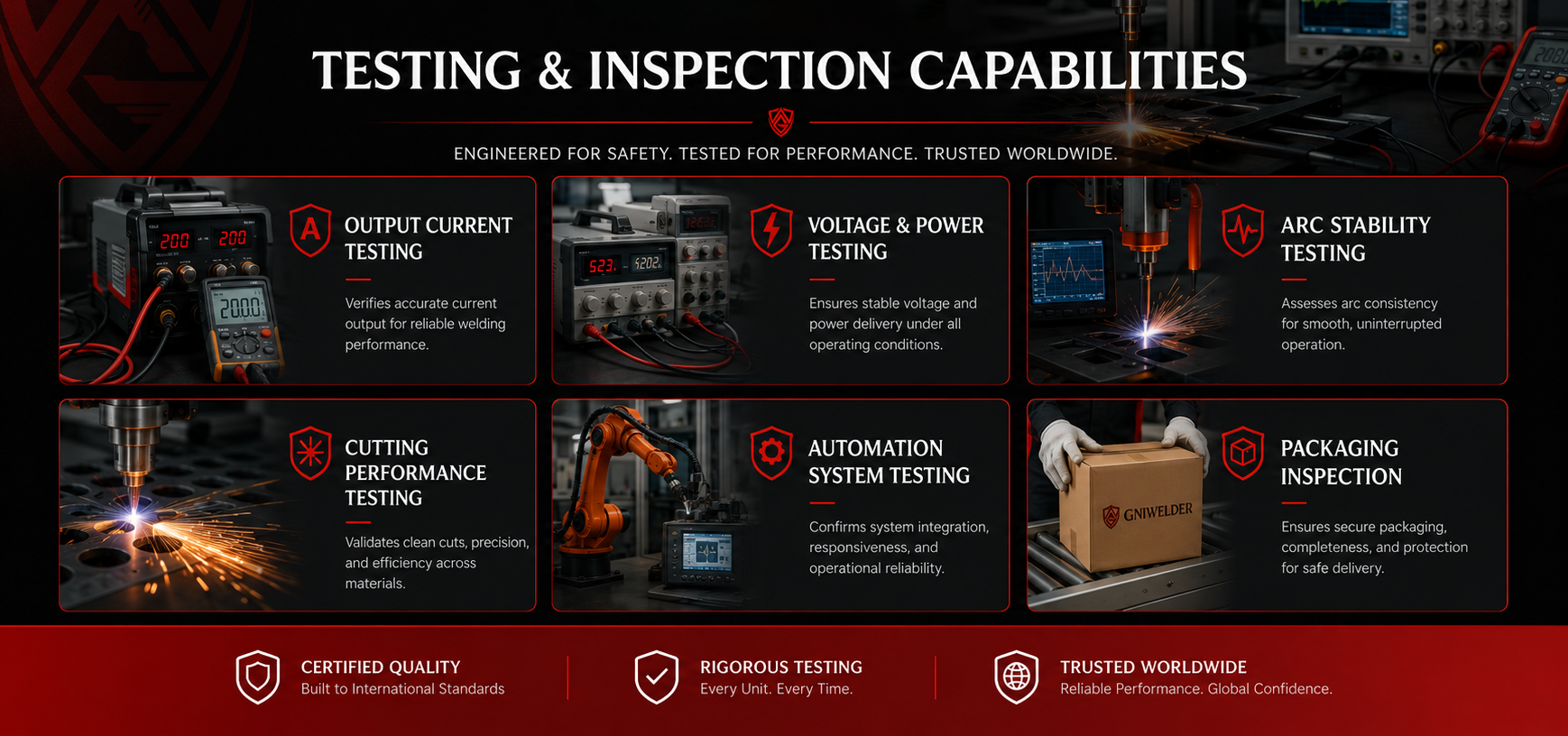 GNIWELDER testing and inspection capabilities for welding and automation equipment